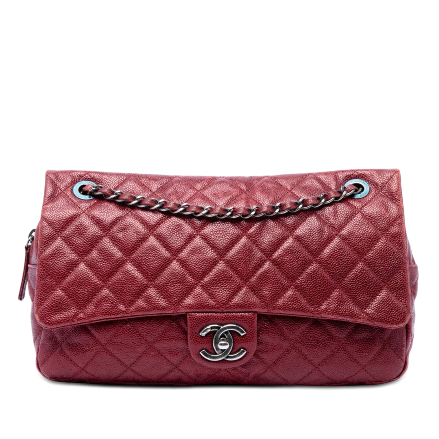 Jumbo Quilted Iridescent Caviar Easy Flap - Image 1