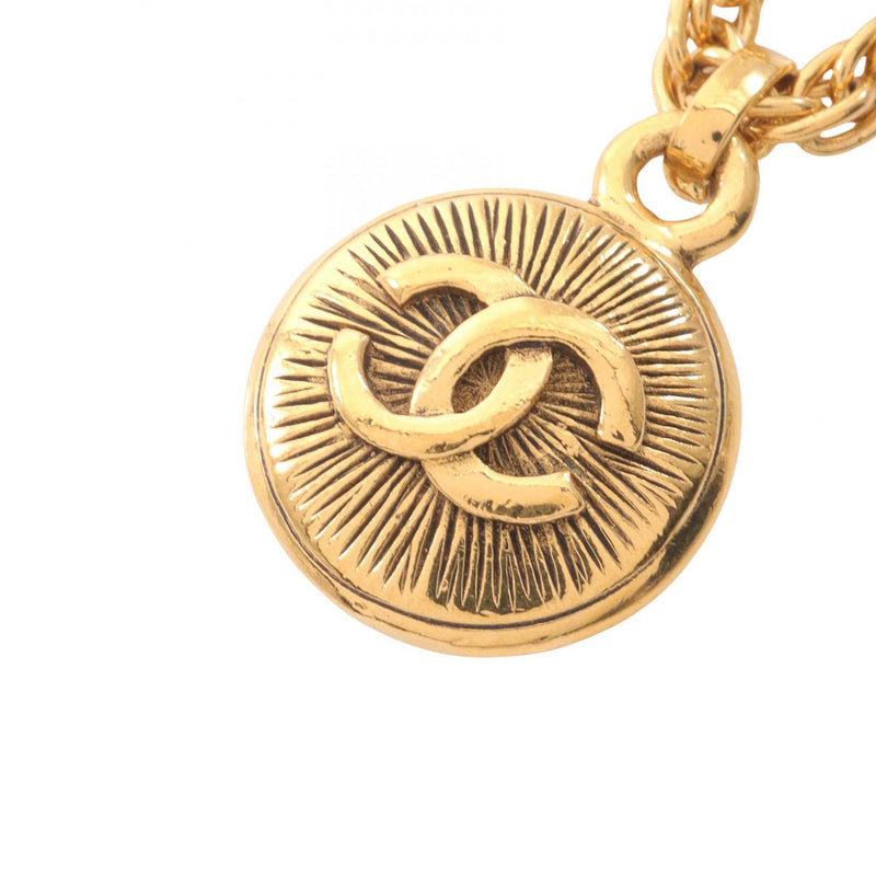 Gold Plated CC Round Pendant Necklace - Image 2
