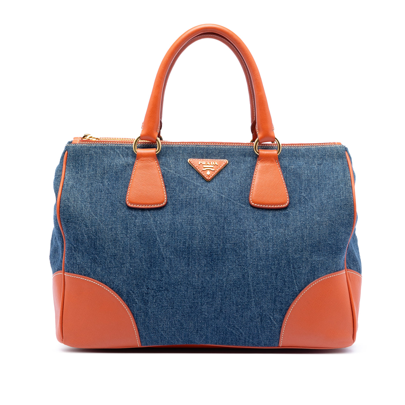 Saffiano Trimmed Denim Handbag - Image 1