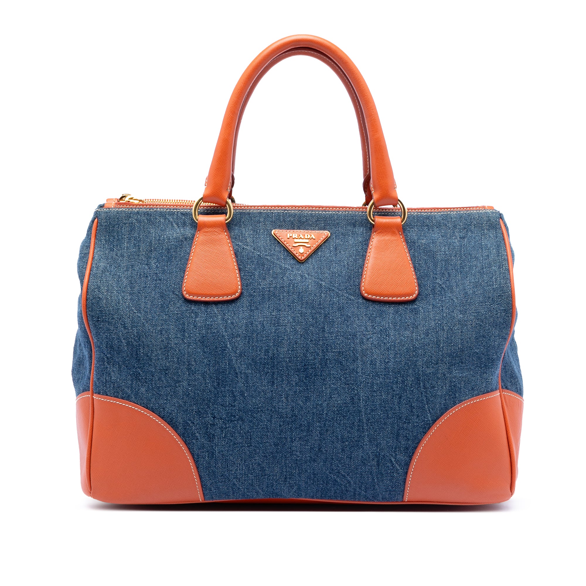 Saffiano Trimmed Denim Handbag - Image 1