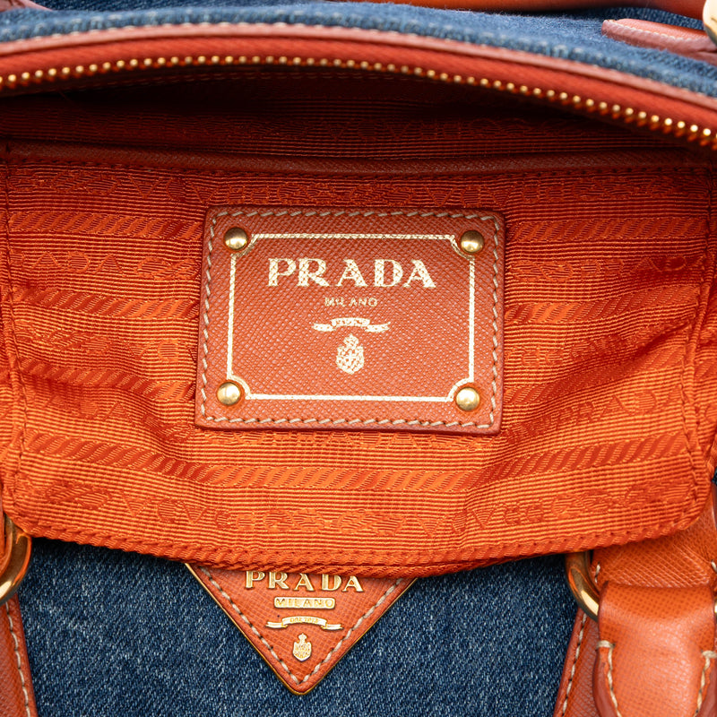 Saffiano Trimmed Denim Handbag - Image 5