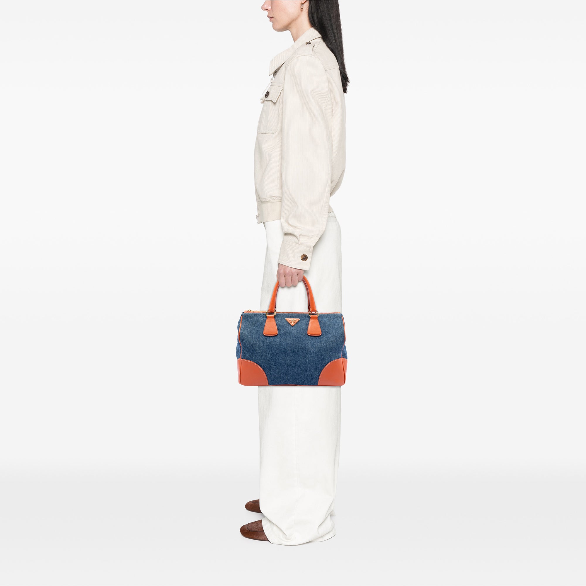 Saffiano Trimmed Denim Handbag - Image 6