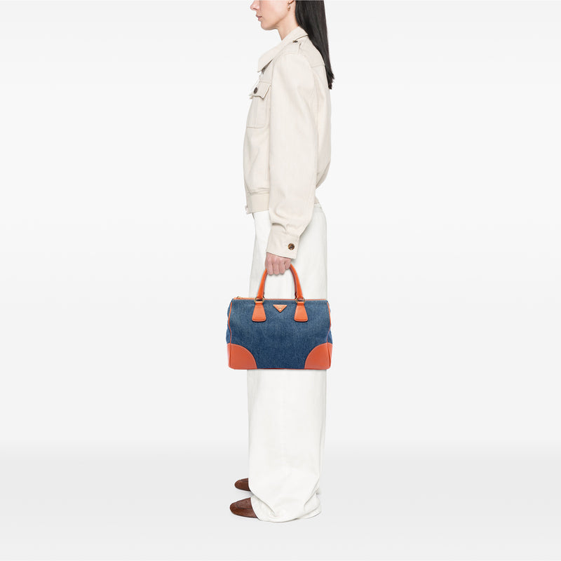 Saffiano Trimmed Denim Handbag - Image 6