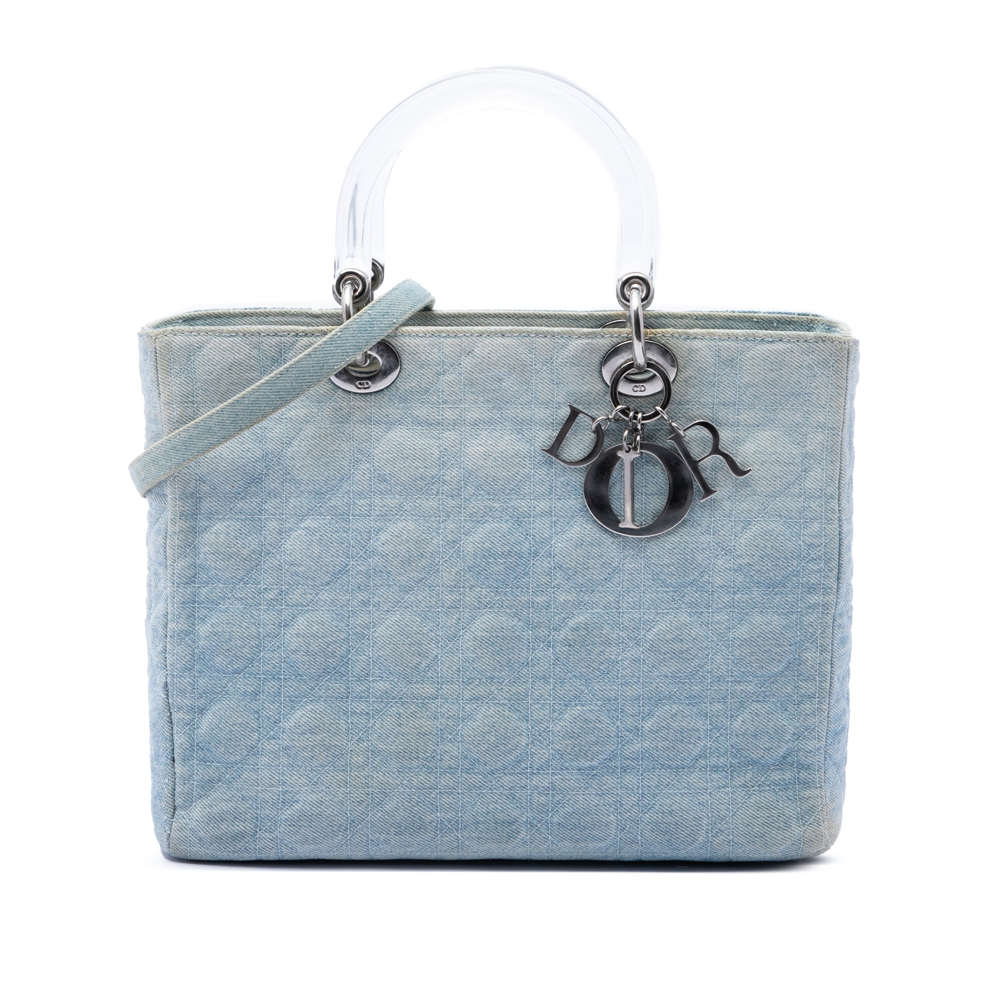 Large Denim Cannage Acrylic Handles Lady Dior - Image 1