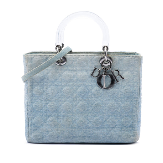 Large Denim Cannage Acrylic Handles Lady Dior - Image 1