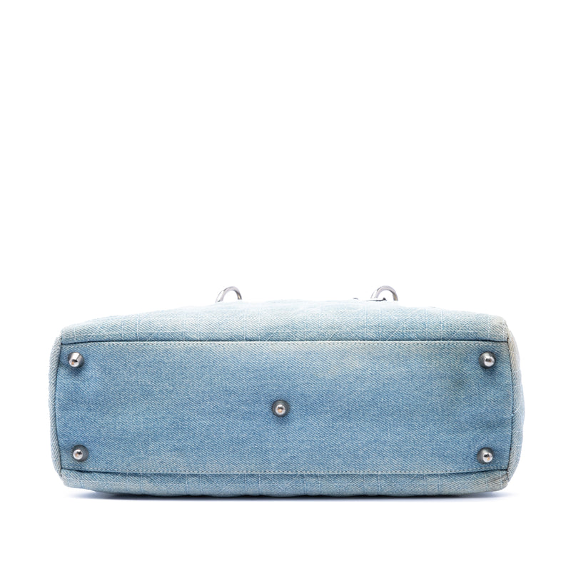 Large Denim Cannage Acrylic Handles Lady Dior - Image 3