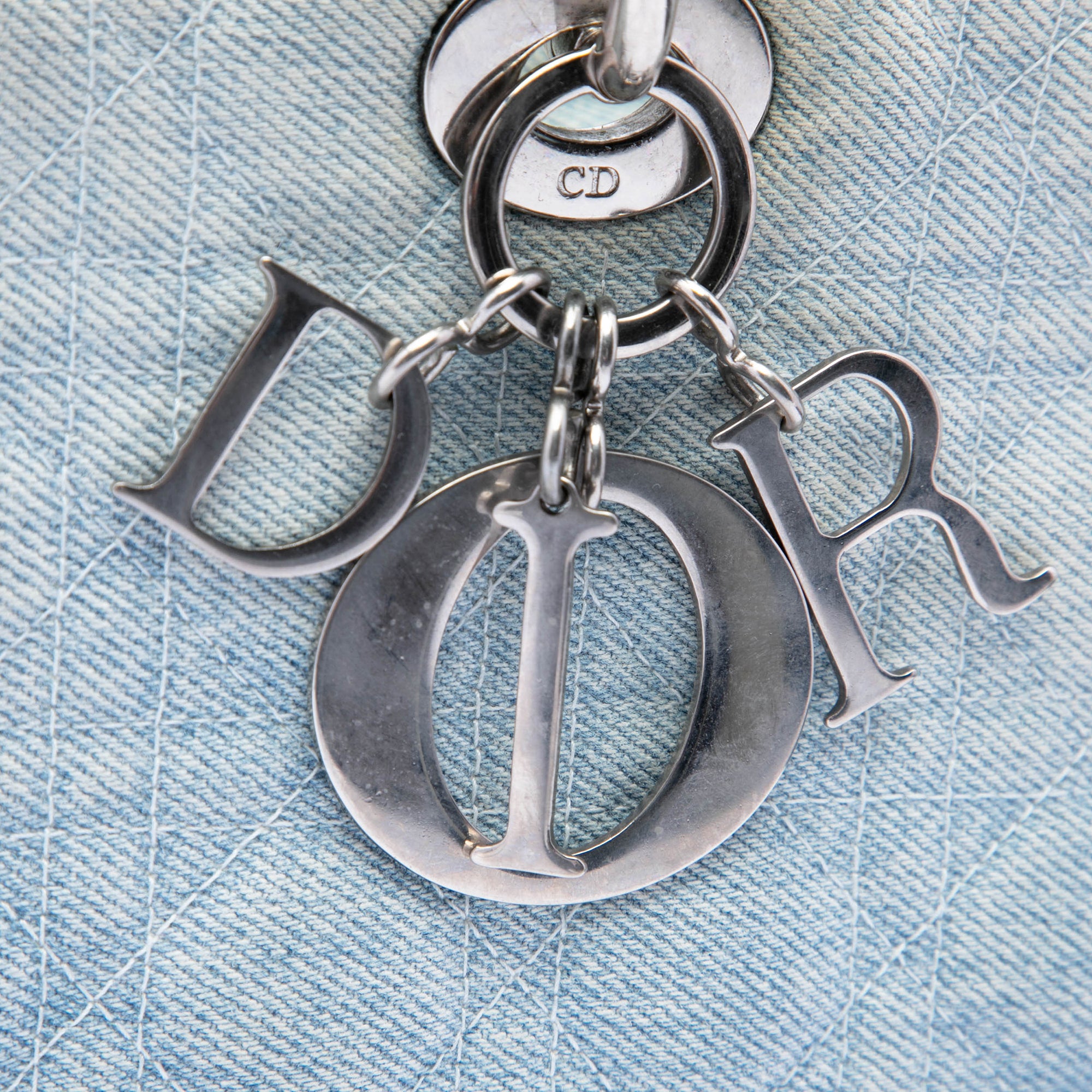 Large Denim Cannage Acrylic Handles Lady Dior - Image 5