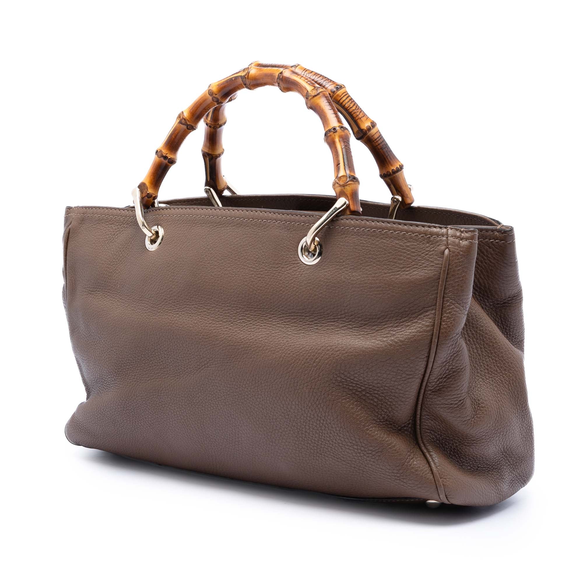 Medium Calfskin Bamboo Shopper Satchel - Image 2