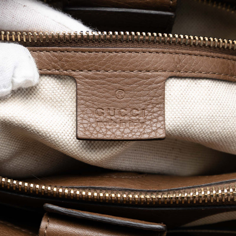 Medium Calfskin Bamboo Shopper Satchel - Image 5