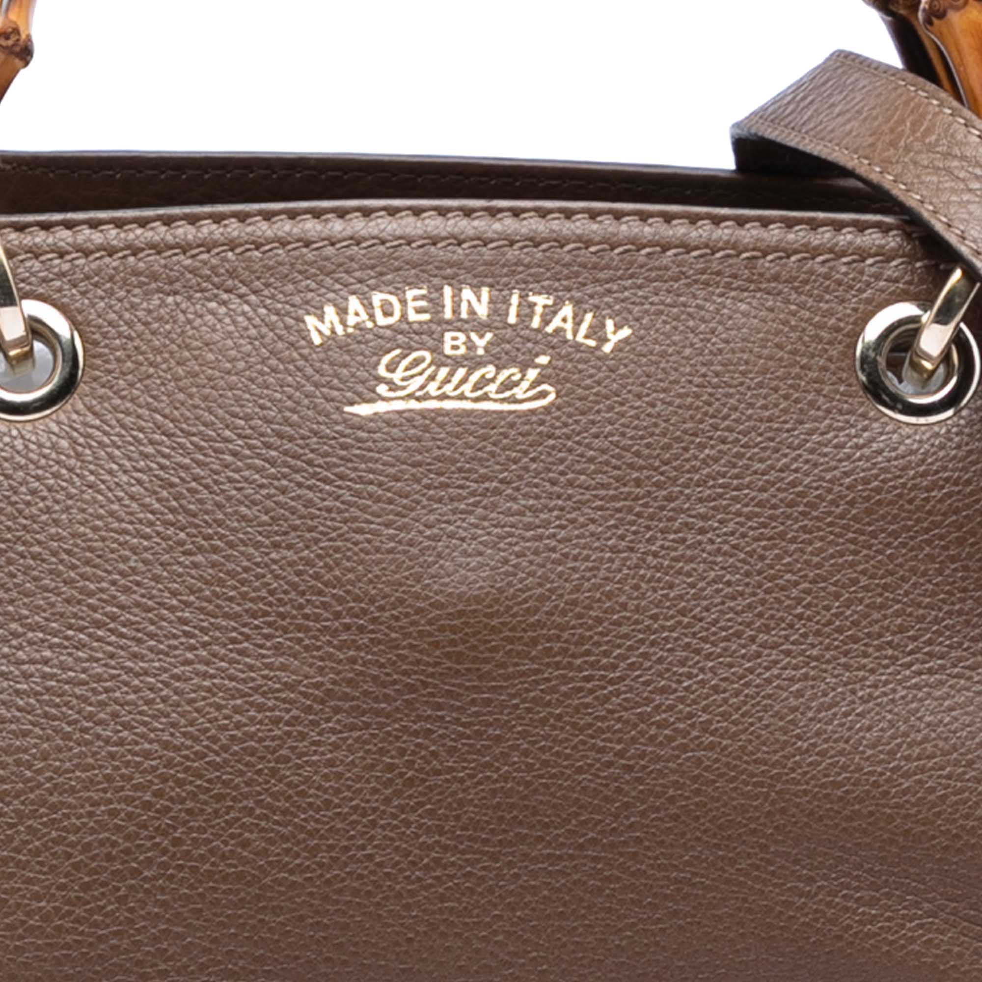 Medium Calfskin Bamboo Shopper Satchel - Image 7