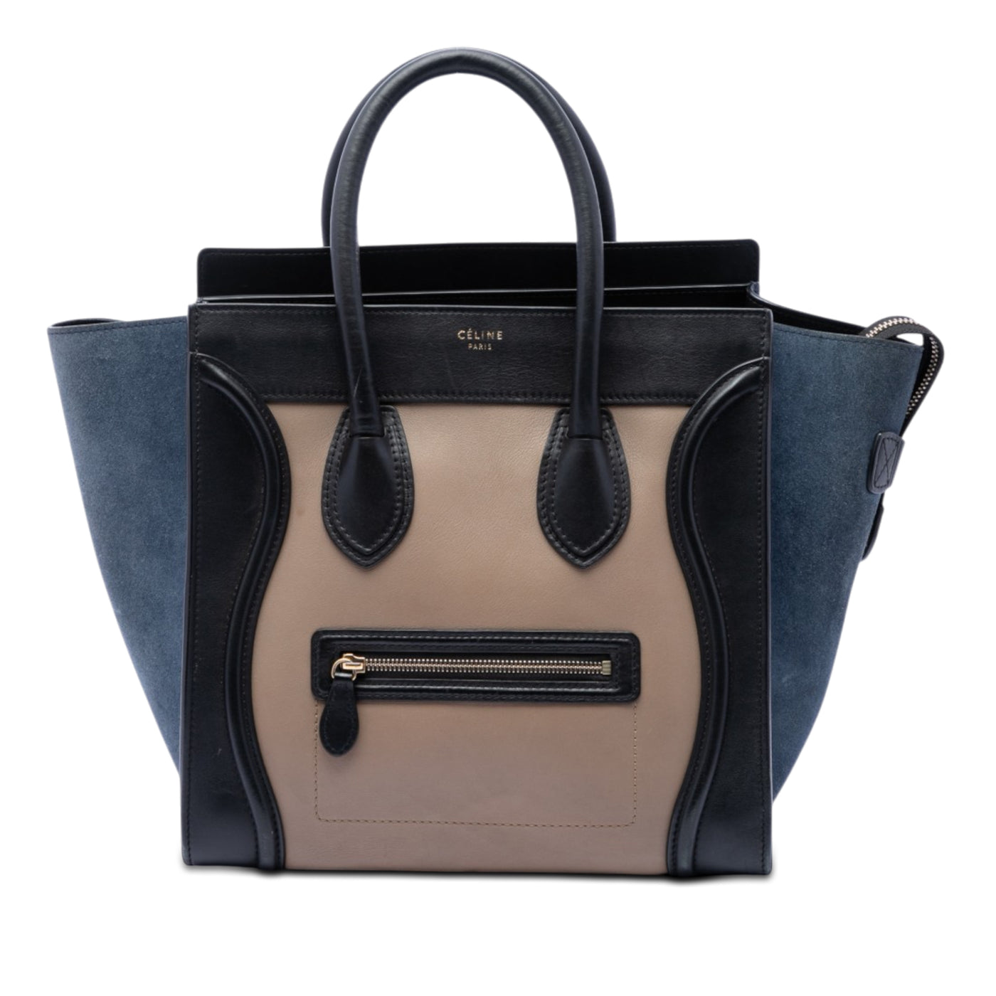 Mini Tricolor Calfskin and Suede Luggage Tote - Image 1