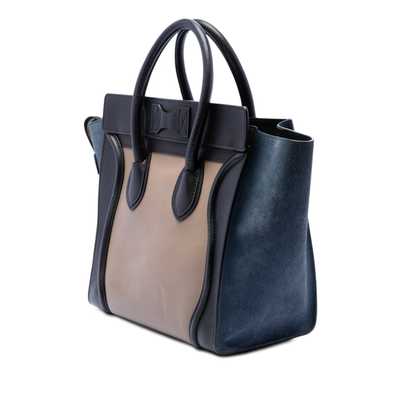 Mini Tricolor Calfskin and Suede Luggage Tote - Image 2