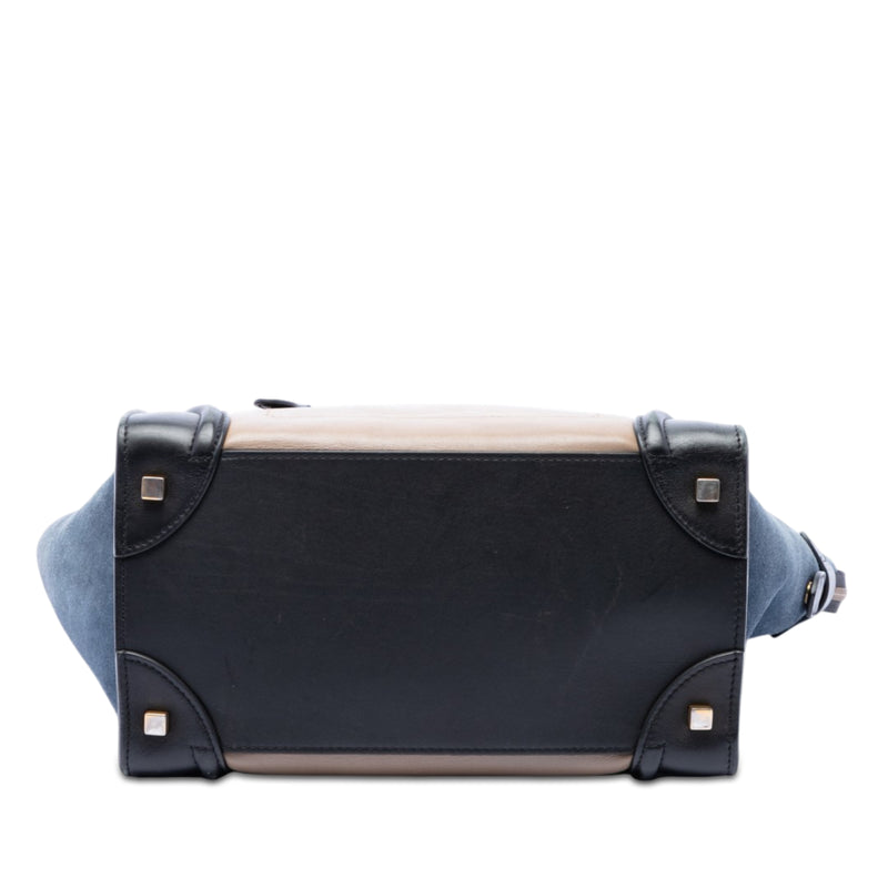 Mini Tricolor Calfskin and Suede Luggage Tote - Image 3