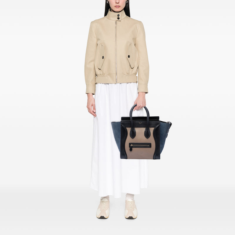 Mini Tricolor Calfskin and Suede Luggage Tote - Image 6