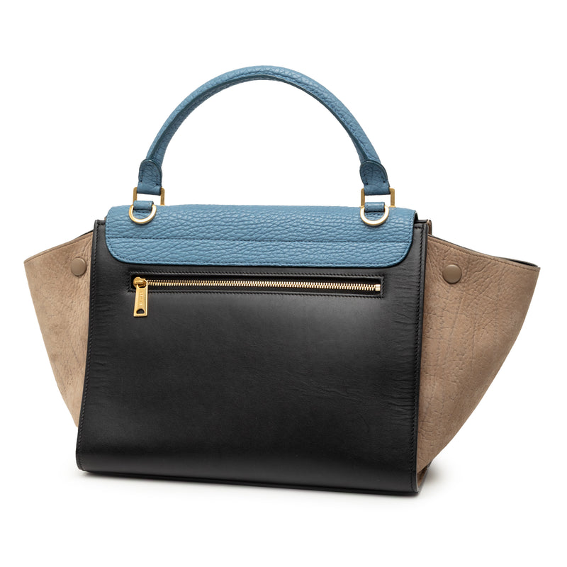 Small Tricolor Leather Trapeze Satchel - Image 2