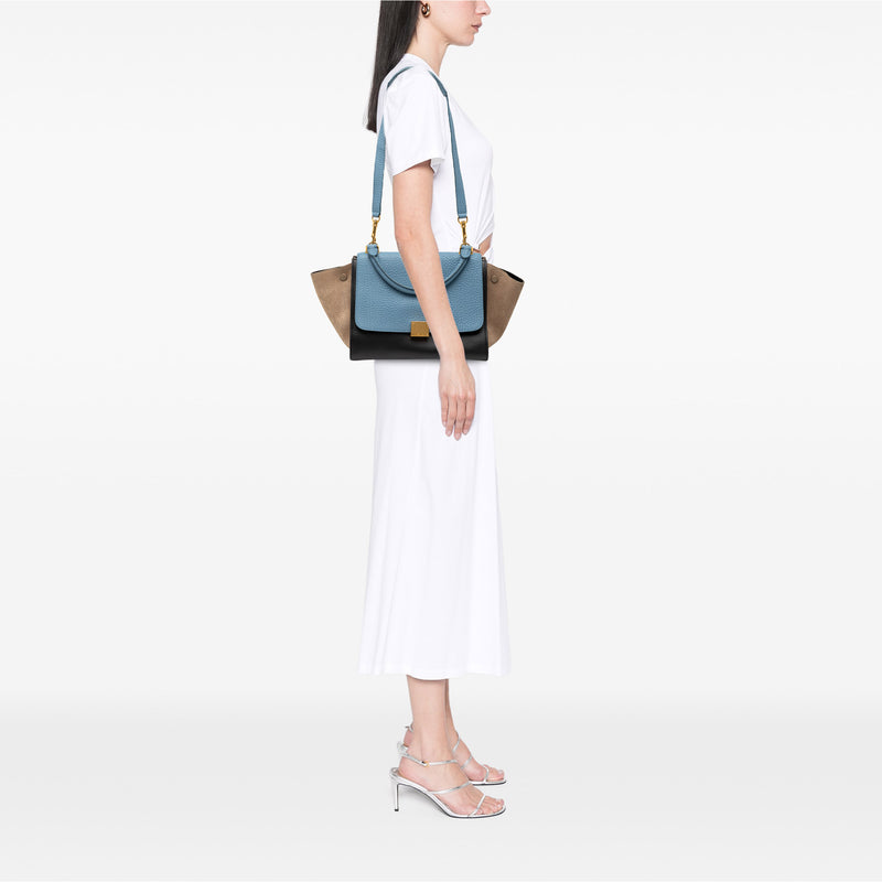 Small Tricolor Leather Trapeze Satchel - Image 7