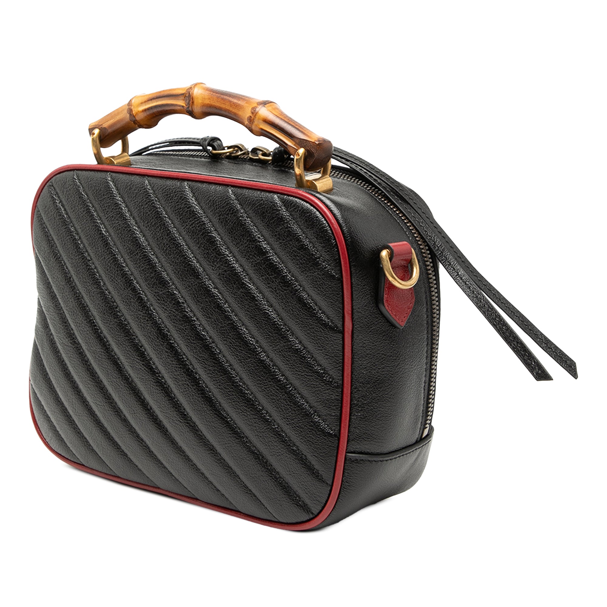 Small GG Marmont Matelasse Diagonal Leather Torchon Bamboo Satchel - Image 2