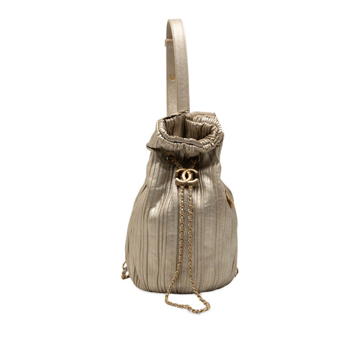 Small Metallic Calfskin Coco Pleats Drawstring Backpack - Image 1