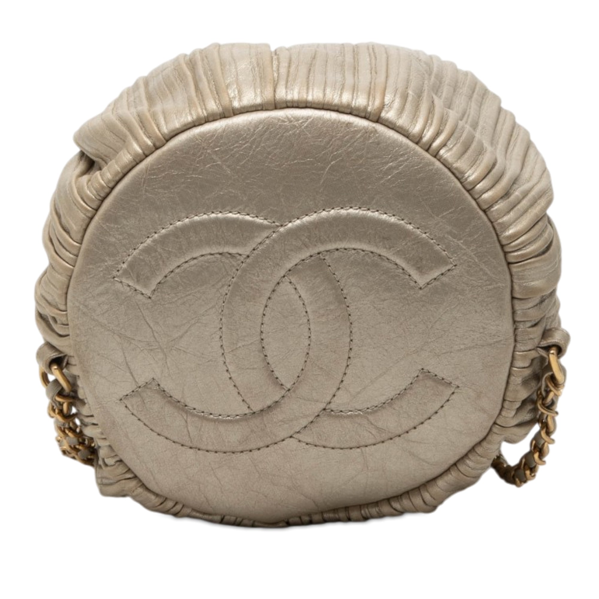 Small Metallic Calfskin Coco Pleats Drawstring Backpack - Image 3