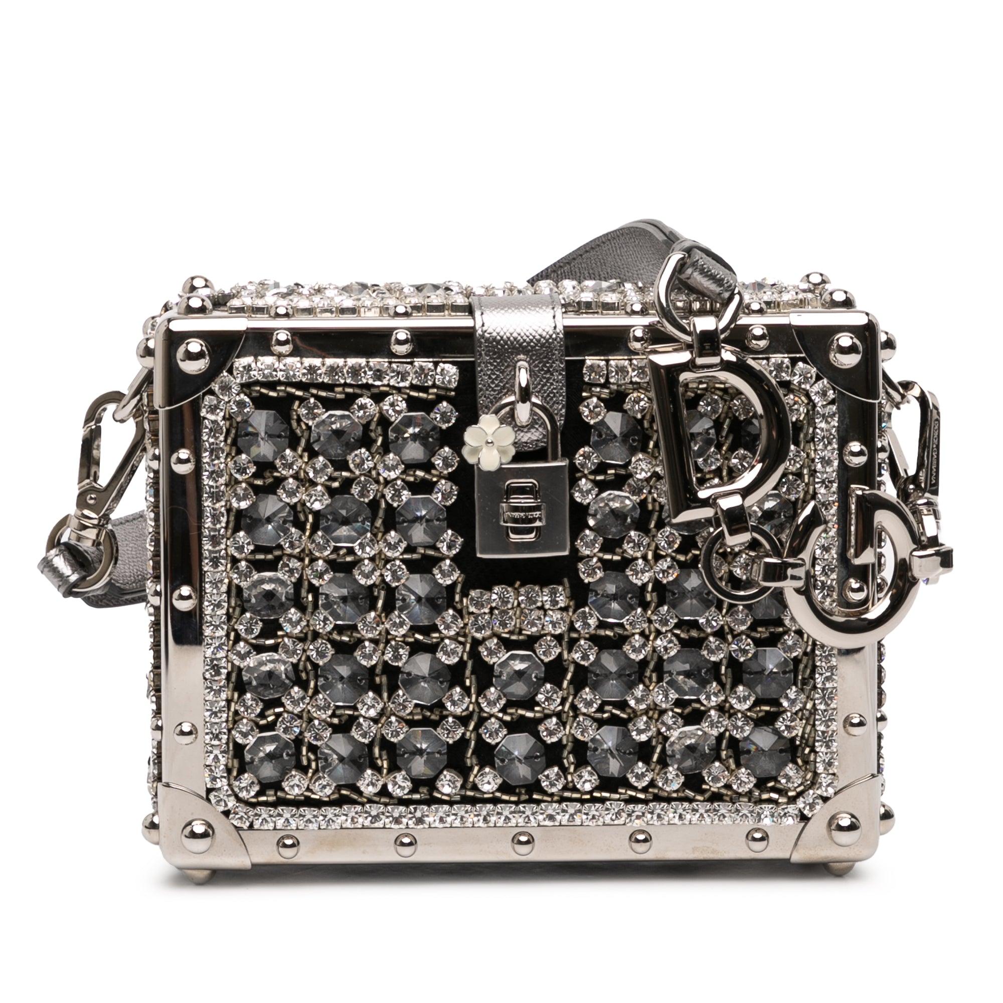 Rhinestone Embellished Jacquard Dolce Box Bag - Image 1
