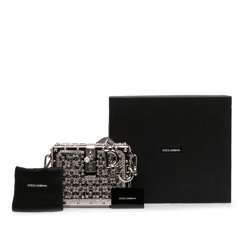Rhinestone Embellished Jacquard Dolce Box Bag - Image 11