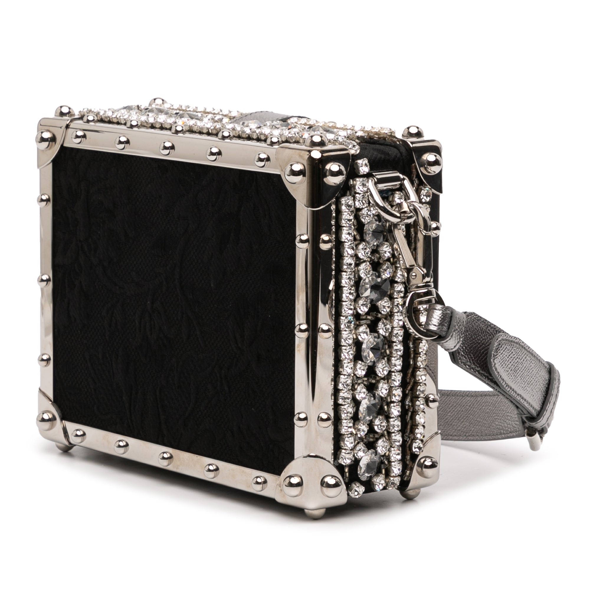 Rhinestone Embellished Jacquard Dolce Box Bag - Image 2