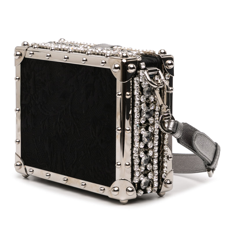 Rhinestone Embellished Jacquard Dolce Box Bag - Image 2
