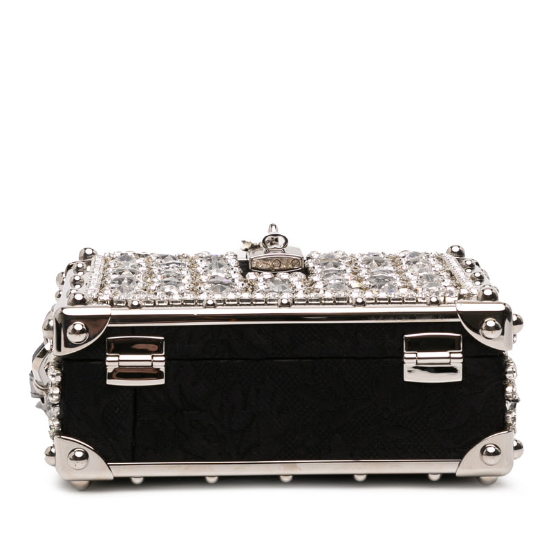Rhinestone Embellished Jacquard Dolce Box Bag - Image 3