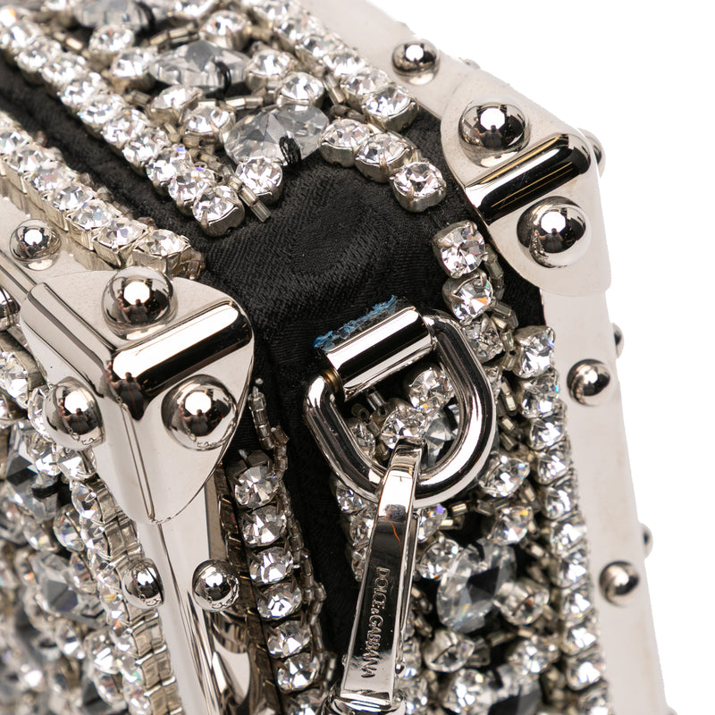 Rhinestone Embellished Jacquard Dolce Box Bag - Image 8