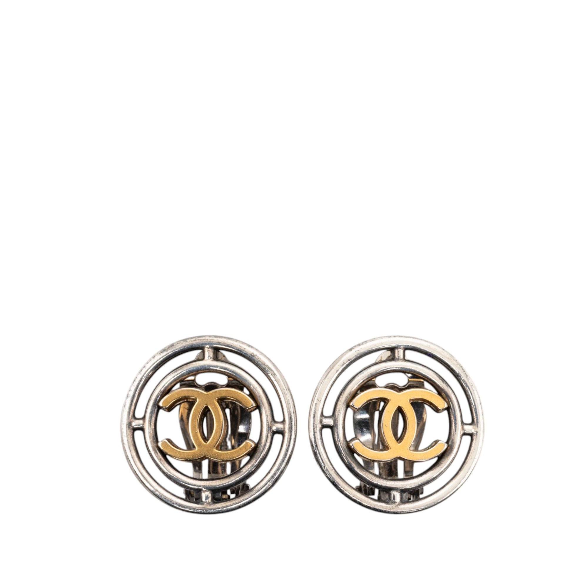 CC Brass Round Wheel Clip On Earrings - Image 1