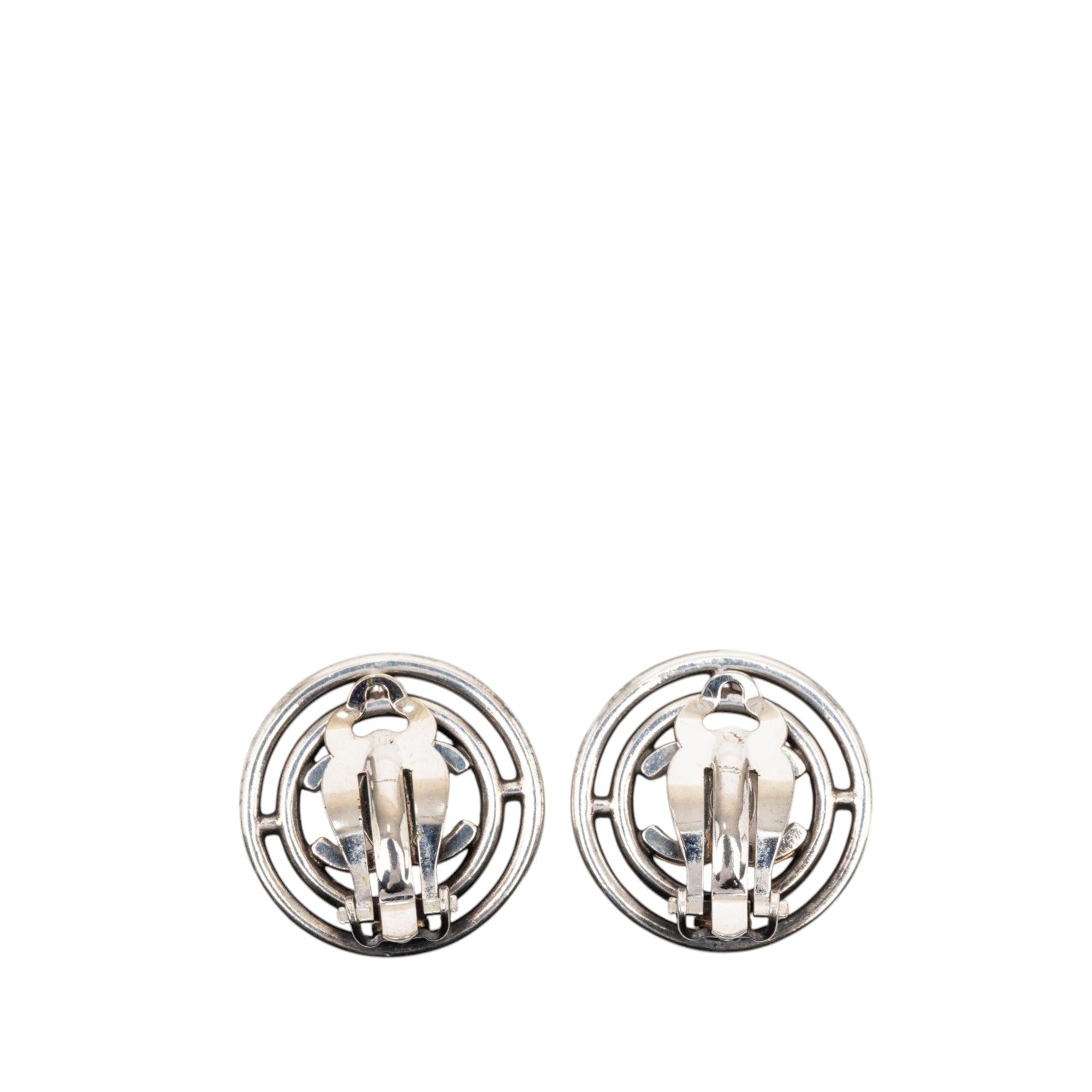 CC Brass Round Wheel Clip On Earrings - Image 2