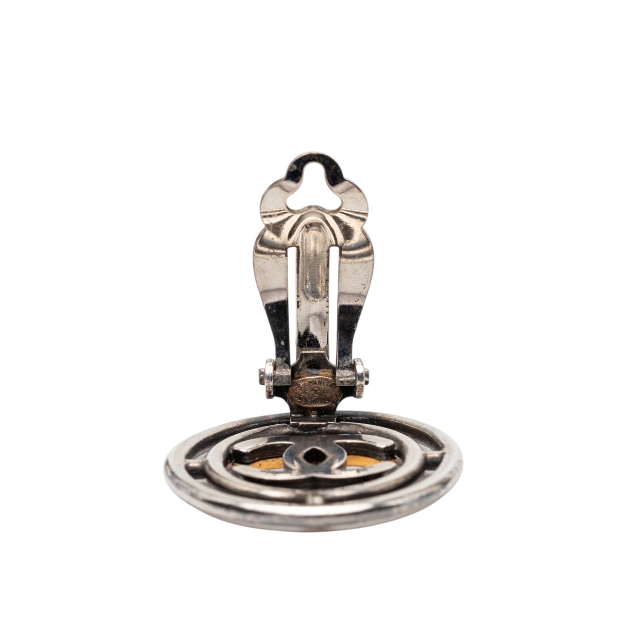 CC Brass Round Wheel Clip On Earrings - Image 5