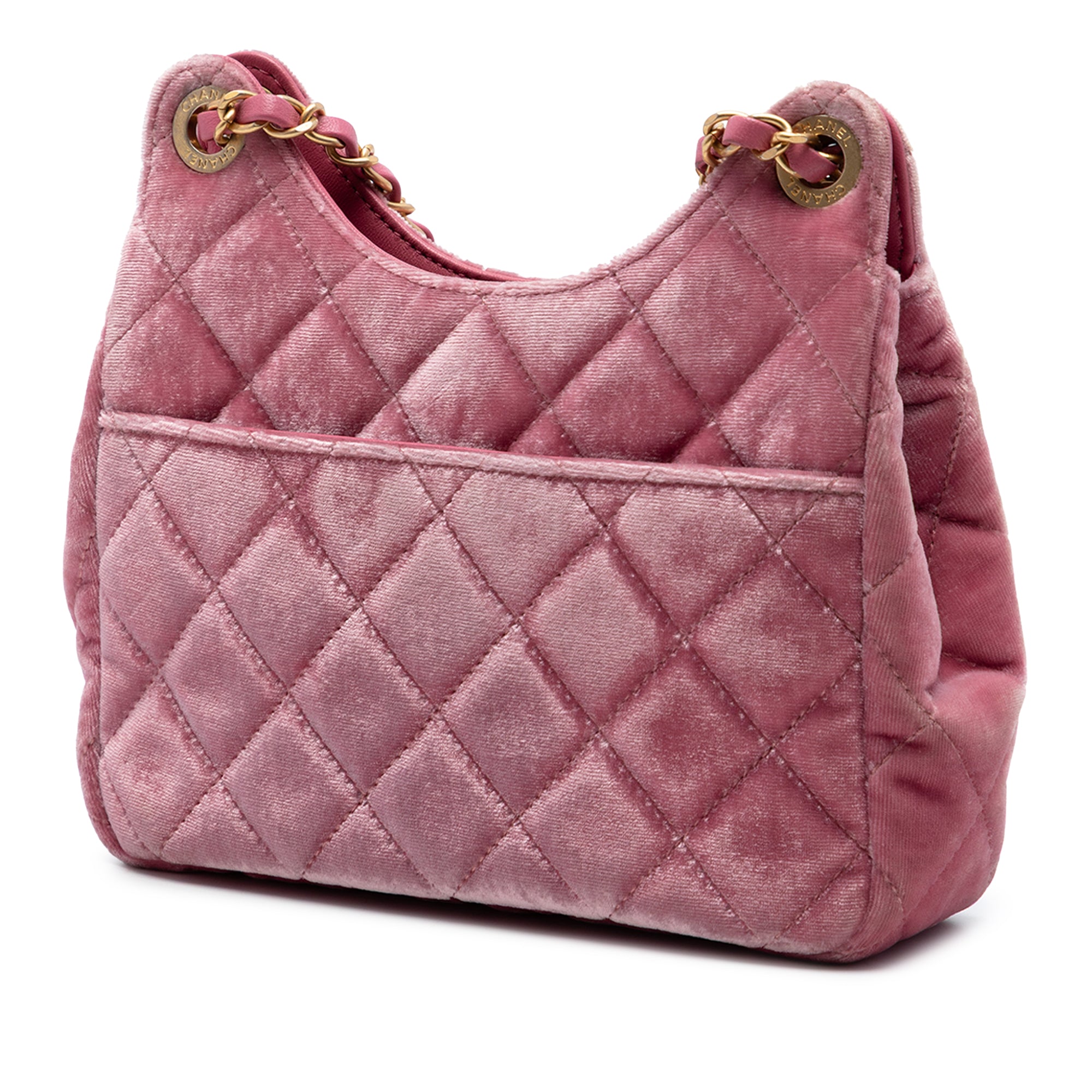Small Quilted Velvet Wavy CC Hobo - Image 2