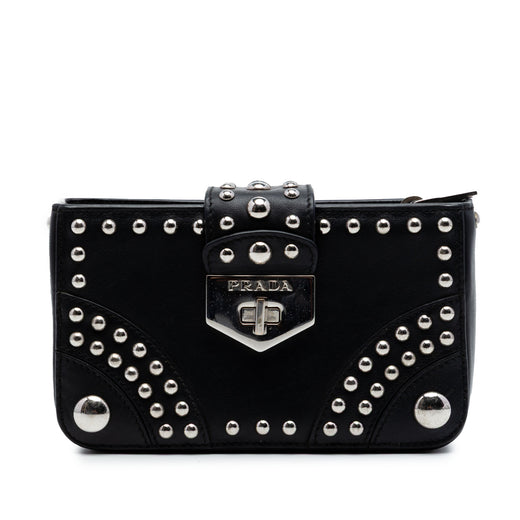 City Calfskin Studded Elektra Turn Lock Clutch - Image 1