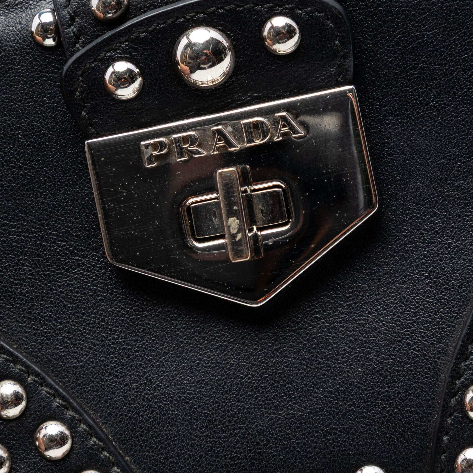 City Calfskin Studded Elektra Turn Lock Clutch - Image 5