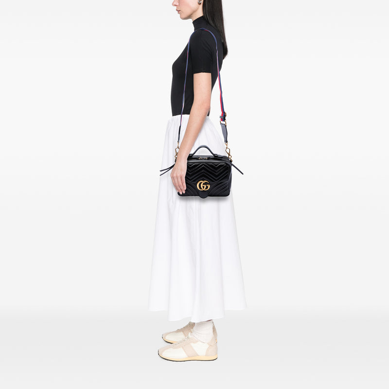 Small GG Marmont Matelasse Calfskin Sylvie Top Handle Satchel - Image 6