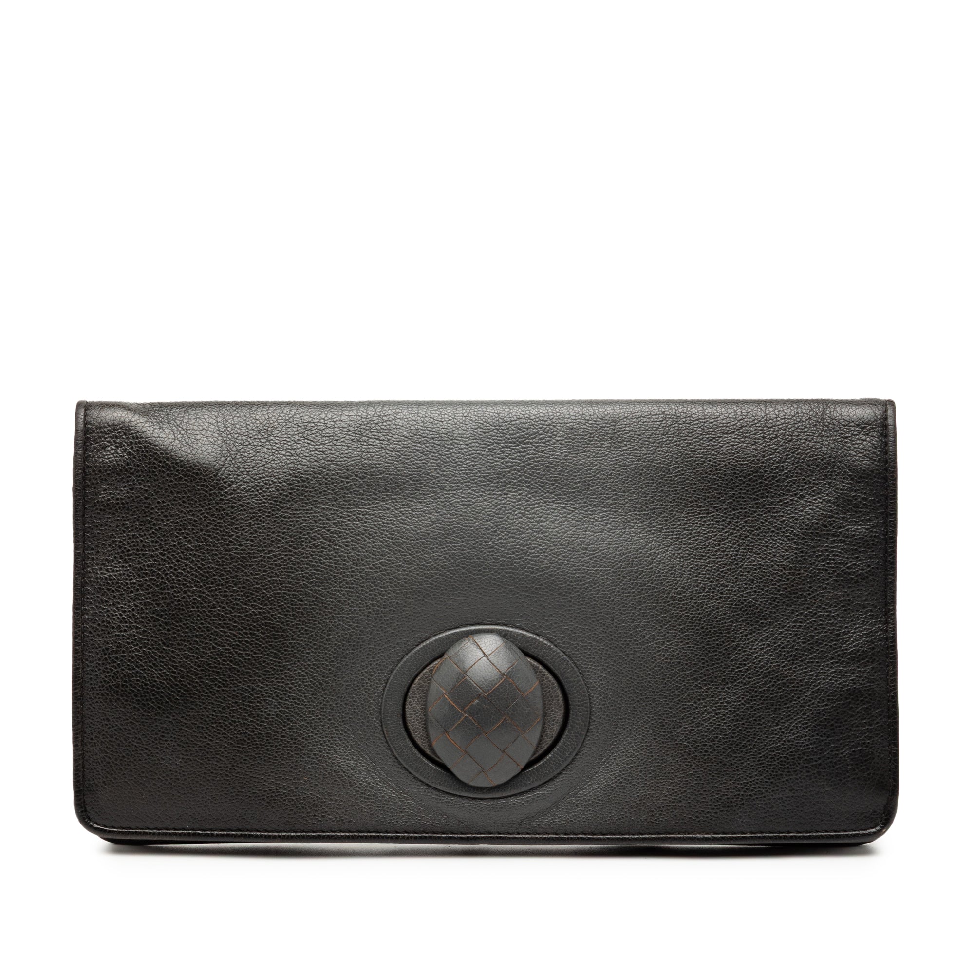 Leather Turn Lock Clutch - Image 1