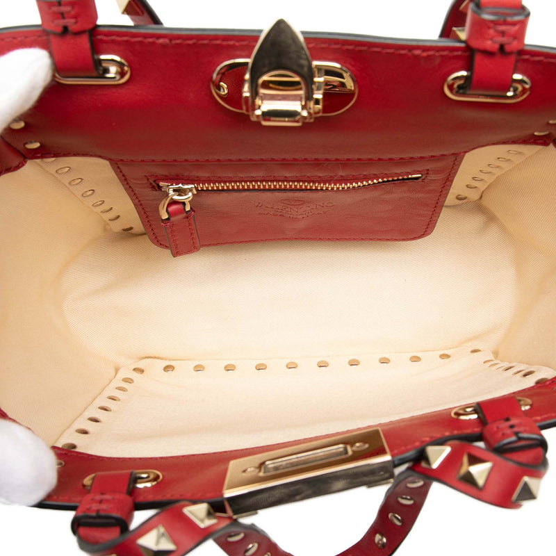 Mini Grained Calfskin Rockstud Trapeze Satchel - Image 4