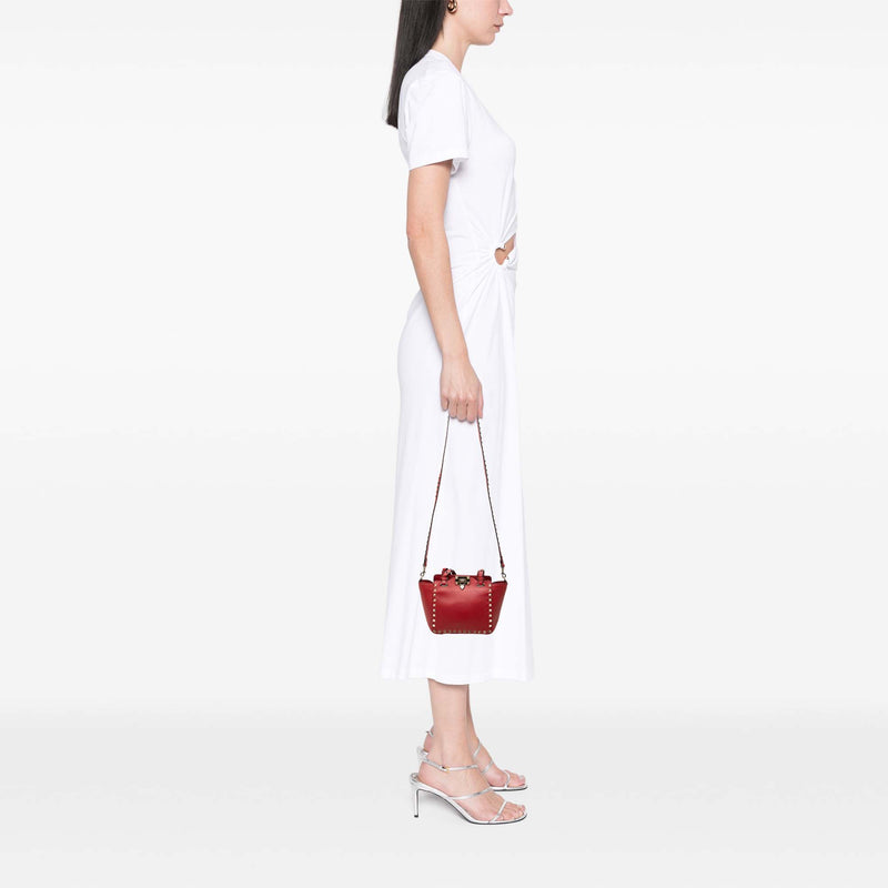 Mini Grained Calfskin Rockstud Trapeze Satchel - Image 7