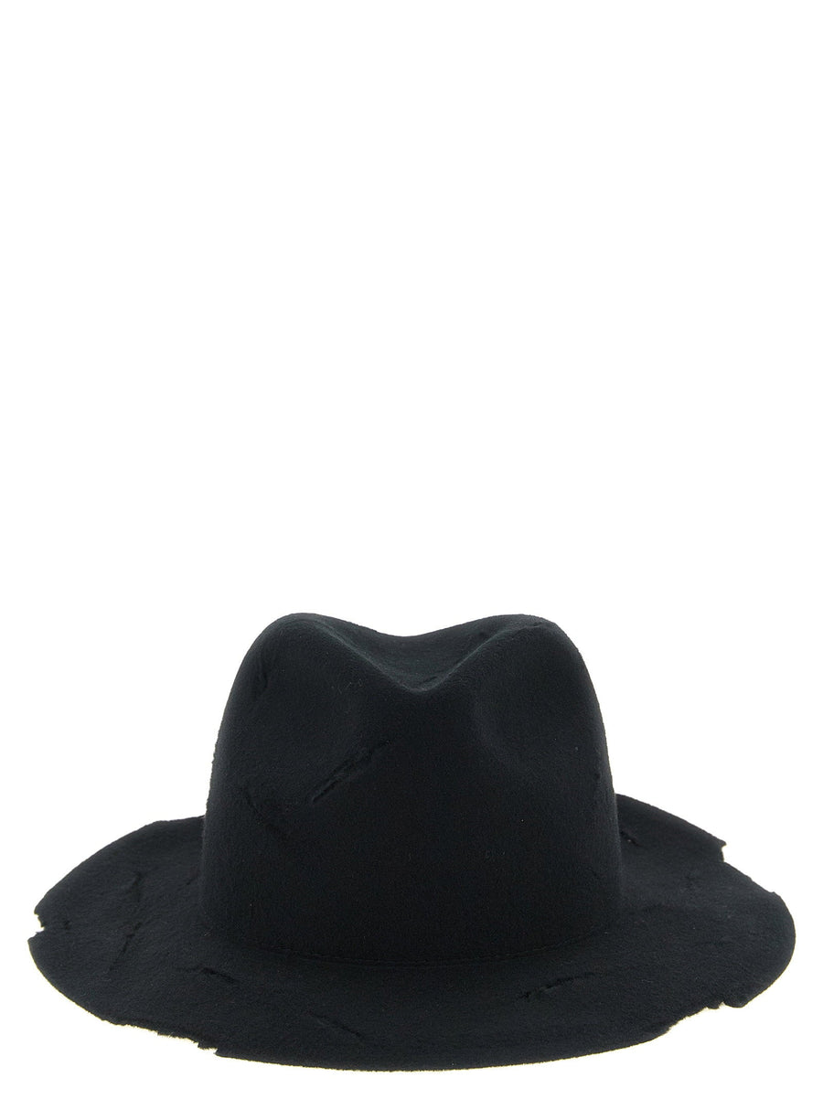 Yohji Yamamoto Deconstructed Wool Felt Hat — Black Winter