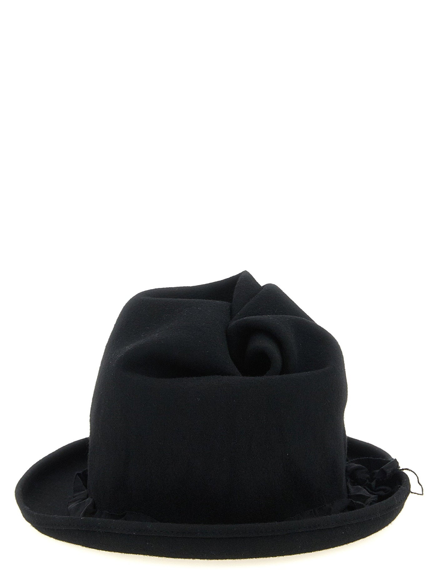 Yohji Yamamoto Sculptural Wool Felt Hat — Black Winter