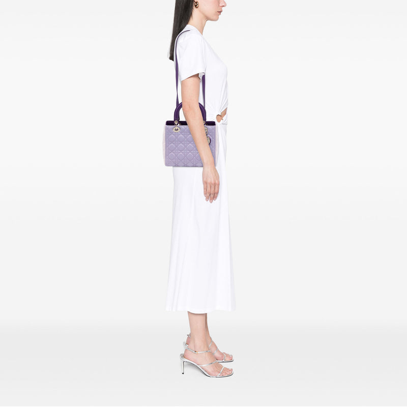 Medium Tricolor Lambskin Cannage Lady Dior - Image 6
