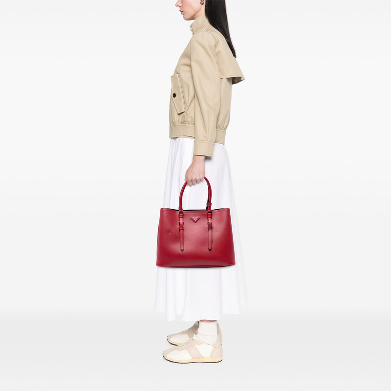 Medium Saffiano Cuir Double Handle Satchel - Image 7