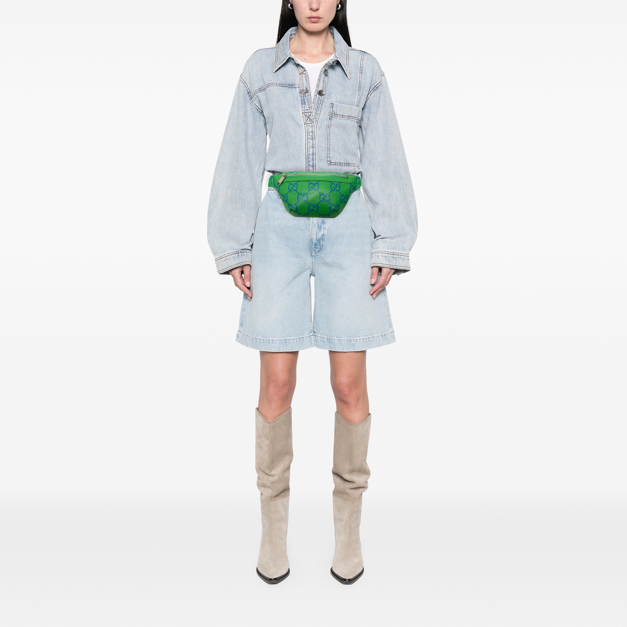 Bicolor GG Embossed Perforated Calfskin Belt Bag - Image 7
