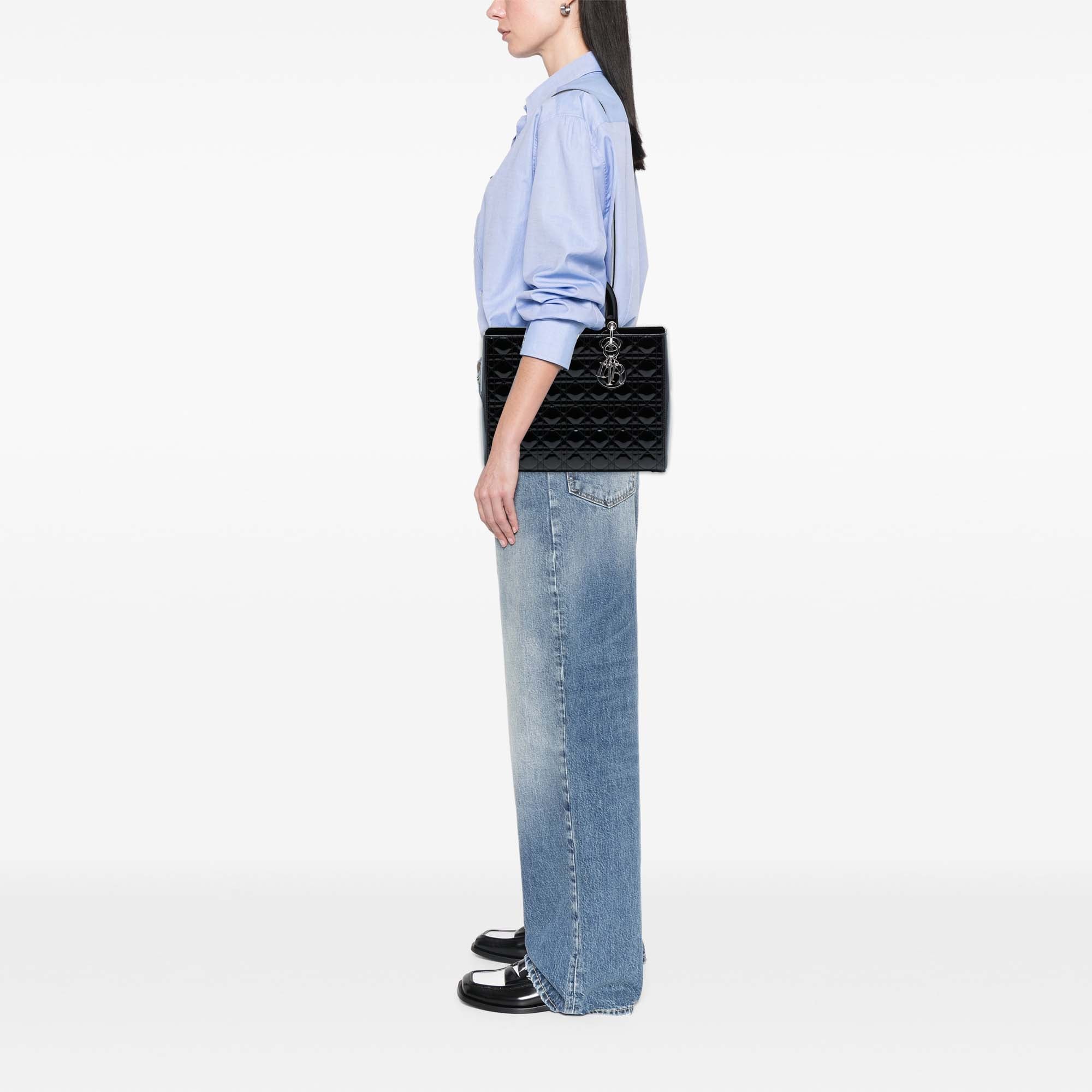 Large Patent Cannage Lady Dior - Image 7