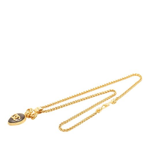 CC Gold Plated Wood Pendant Necklace - Image 1
