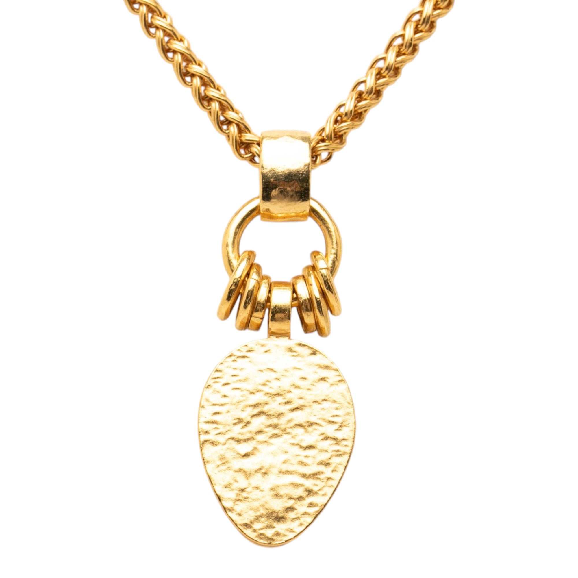 CC Gold Plated Wood Pendant Necklace - Image 3