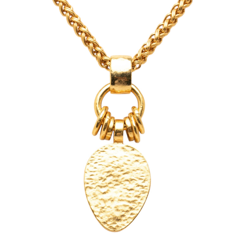 CC Gold Plated Wood Pendant Necklace - Image 3