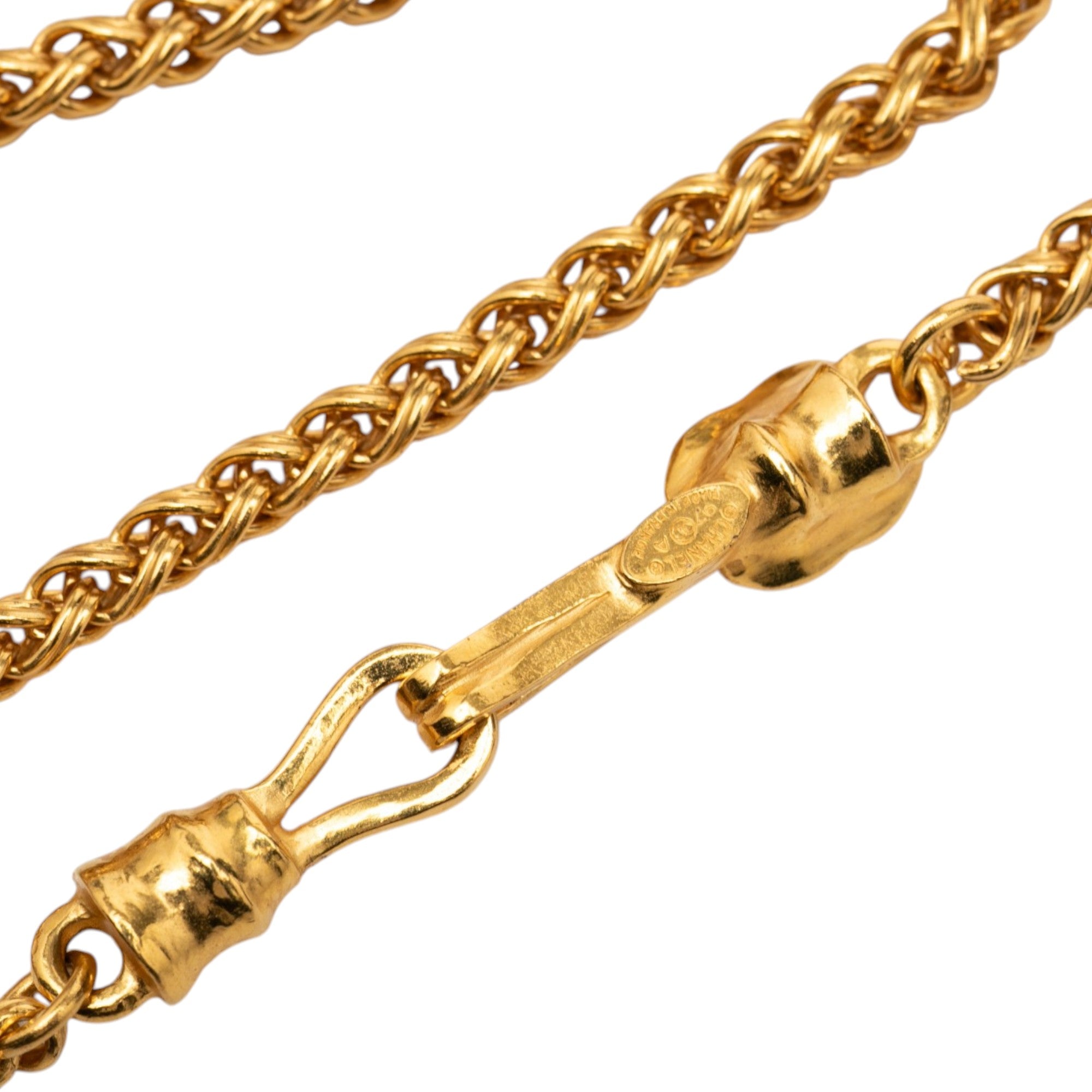 CC Gold Plated Wood Pendant Necklace - Image 5