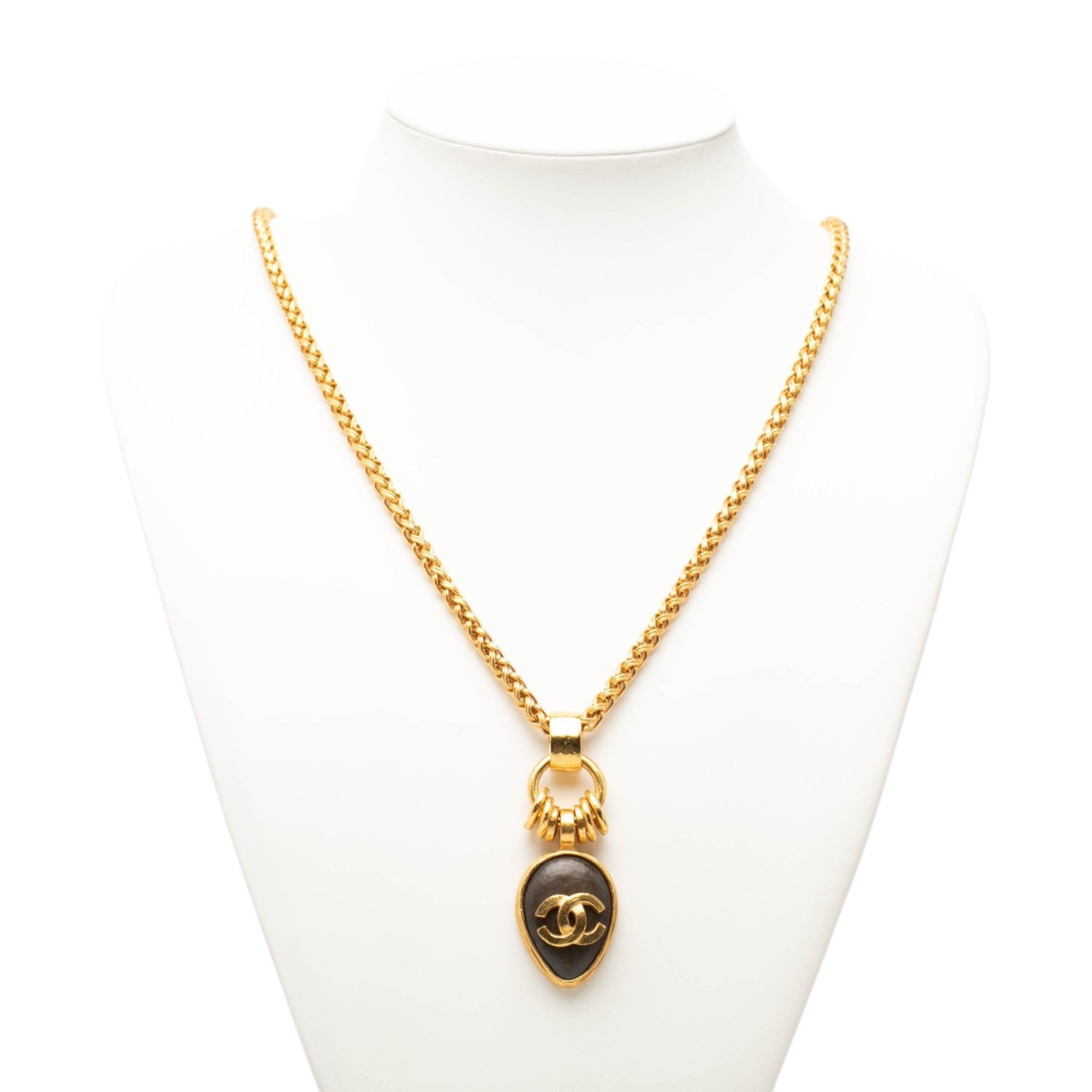 CC Gold Plated Wood Pendant Necklace - Image 6
